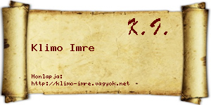 Klimo Imre névjegykártya
